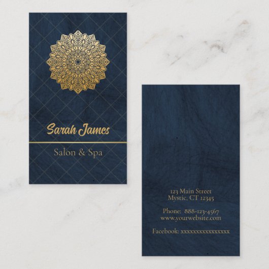 Mandala-Design in Gold Visitenkarte (Vorne/Hinten)