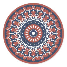 Mandala Design in Rot und Blau Aufkleber