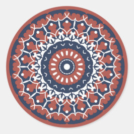 Mandala Design in Rot und Blau Aufkleber