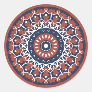 Mandala Design in Rot und Blau Aufkleber