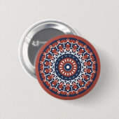 Mandala Design in Rot und Blau Button (Vorne & Hinten)