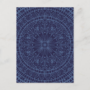 Mandala Design in tiefblau Postkarte