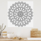 Mandala-Design-Kunst mit geschichteten Blütenblätt Poster (Küche)