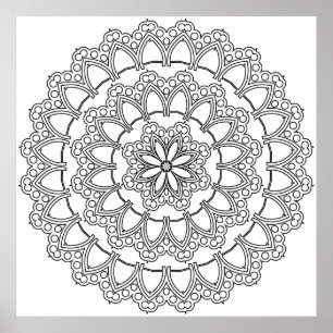 Mandala-Design-Kunst mit geschichteten Blütenblätt Poster