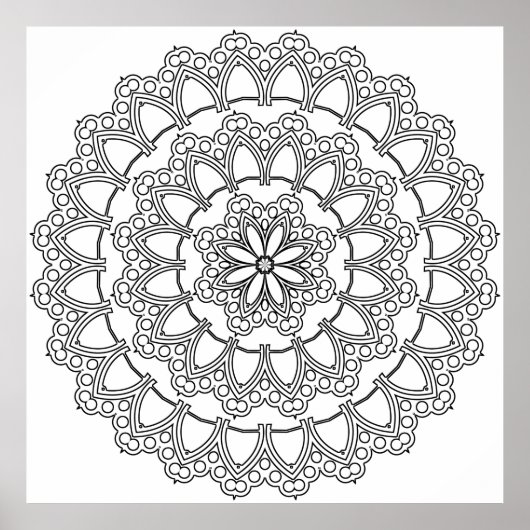 Mandala-Design-Kunst mit geschichteten Blütenblätt Poster (Vorne)