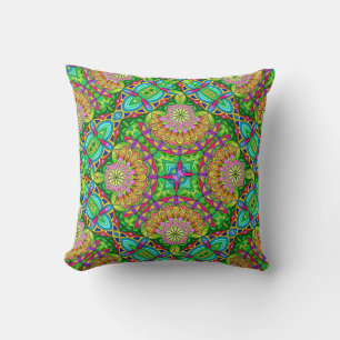 Mandala Design, Neon Pinwheels Kissen
