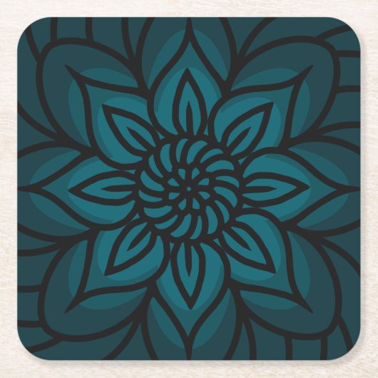 Mandala Design Paper Coaster Rechteckiger Pappuntersetzer (Vorderseite)