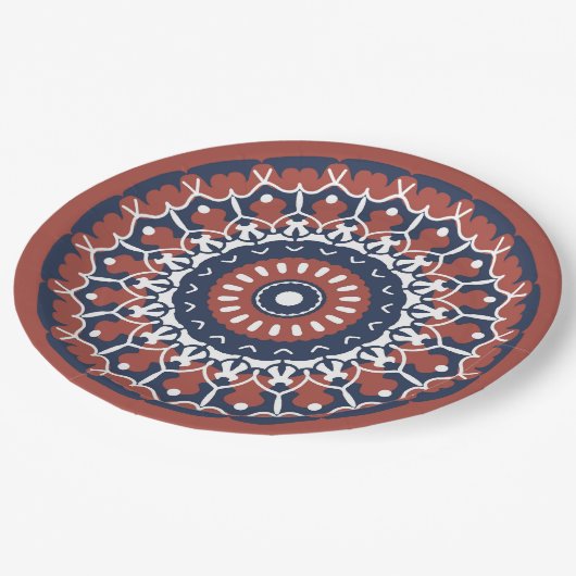 Mandala Design Papierplatte Pappteller (Schrägansicht)