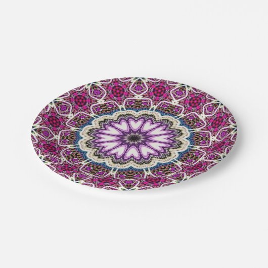 Mandala-Design Pappteller (Schrägansicht)