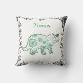 Mandala Dinosaur Art, Ihr Name Throw Cushion Kissen (Rückseite)