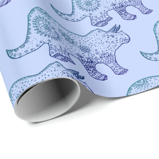 Mandala Dinosaur, Dino Vector Art Wrapping Paper Geschenkpapier (Rolleneckpunkt)