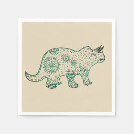 Mandala Dinosaur, Triceratops Paper Napkin Serviette