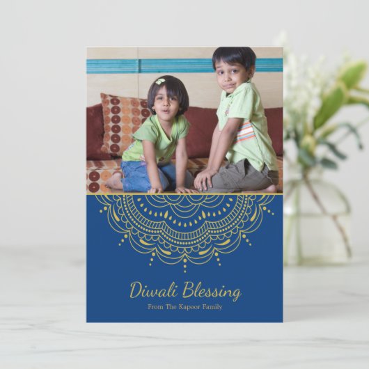 Mandala Diwali Grußkarte - Benutzerdefinierte Farb Karte (Stehend Vorderseite)