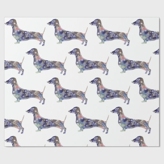 Mandala Dog, Dackel Glossy Wrapping Paper Geschenkpapier (Flach)