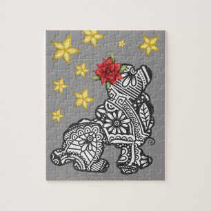 Mandala Dog with Stars Puzzle