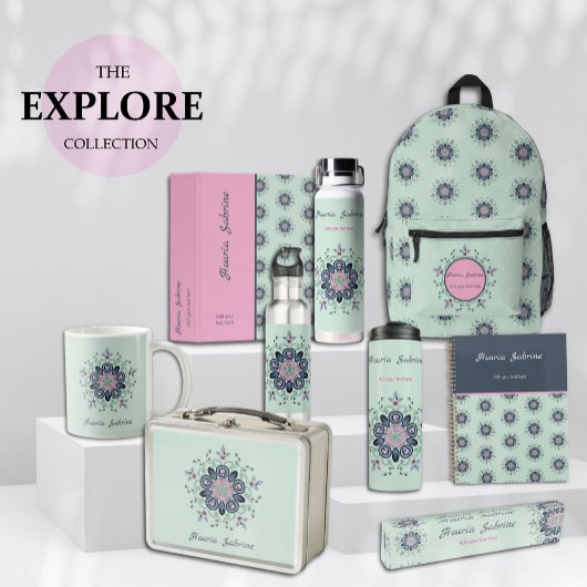 Mandala Doodles ist ein modernes türkisfarbenes Ro Thermosbecher