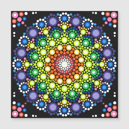 Mandala Dot Fraktal Retro Hippie Trippy Dots Card Magnetkarte (Vorderseite)