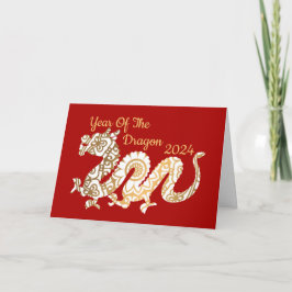 Mandala Dragon 2024 Chinesischer Neujahrsroter Karte