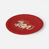 Mandala Dragon 2024 Chinesischer Neujahrsroter Pappteller (Schrägansicht)