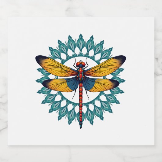 Mandala Dragonfly - Lotus Flower Insect Lover Ento Schaumweinetikett (Einzelnes Label)