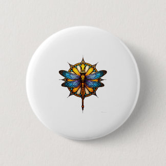 Mandala Dragonfly Luminous Sacred Geometry Spiritu Button