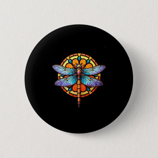 Mandala Dragonfly Luminous Sacred Geometry Spiritu Button (Vorderseite)