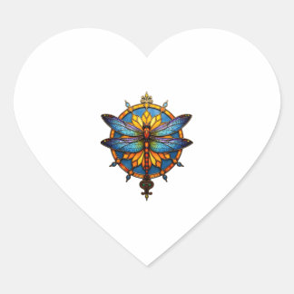 Mandala Dragonfly Luminous Sacred Geometry Spiritu Herz-Aufkleber