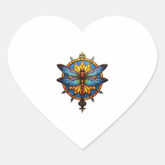 Mandala Dragonfly Luminous Sacred Geometry Spiritu Herz-Aufkleber (Vorderseite)
