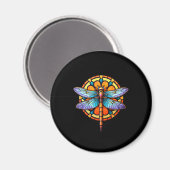 Mandala Dragonfly Luminous Sacred Geometry Spiritu Magnet (Vorderseite/Rückseite)