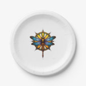 Mandala Dragonfly Luminous Sacred Geometry Spiritu Pappteller (Vorderseite)