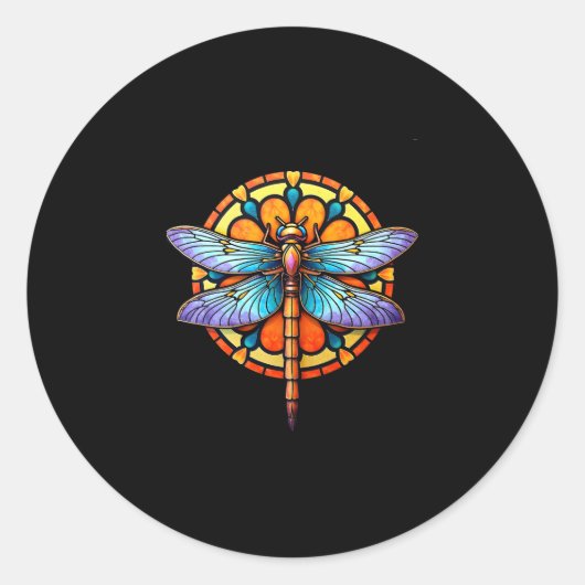 Mandala Dragonfly Luminous Sacred Geometry Spiritu Runder Aufkleber (Vorderseite)