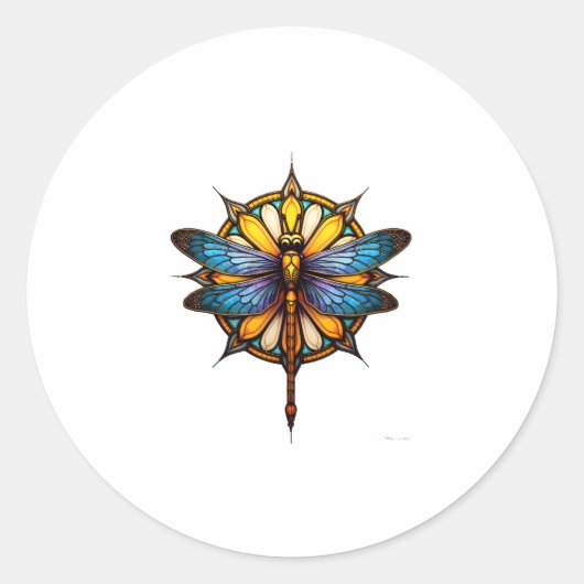Mandala Dragonfly Luminous Sacred Geometry Spiritu Runder Aufkleber (Vorderseite)