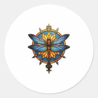 Mandala Dragonfly Luminous Sacred Geometry Spiritu Runder Aufkleber