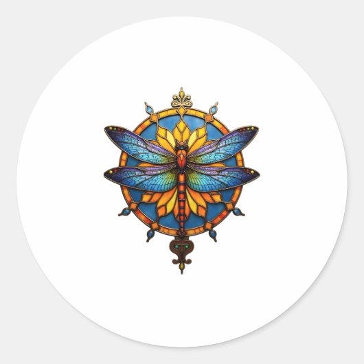 Mandala Dragonfly Luminous Sacred Geometry Spiritu Runder Aufkleber (Vorderseite)