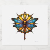 Mandala Dragonfly Luminous Sacred Geometry Spiritu Schaumweinetikett (Einzelnes Label)