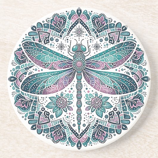 Mandala Dragonfly Sandstone Untersetzer (Vorne)