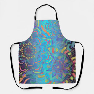 Mandala Drei Ebenen in blau Schürze