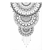 Mandala-Druck in Schwarzweiß