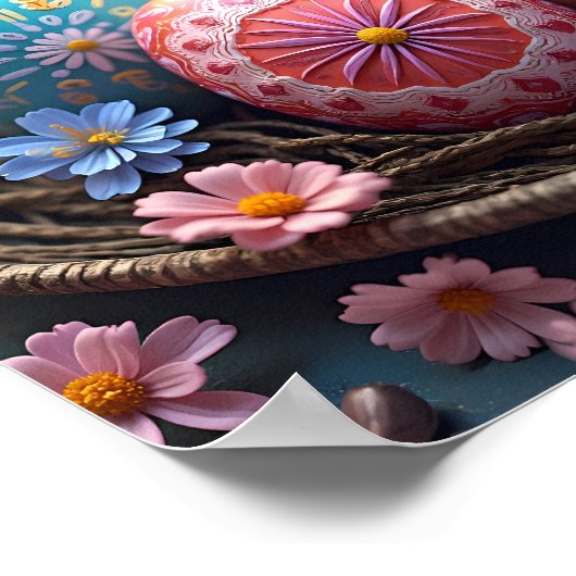 Mandala Egg - Intricate Boho Floral Design Poster (Ecke)