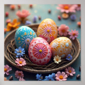 Mandala Egg - Intricate Boho Floral Design Poster (Vorne)