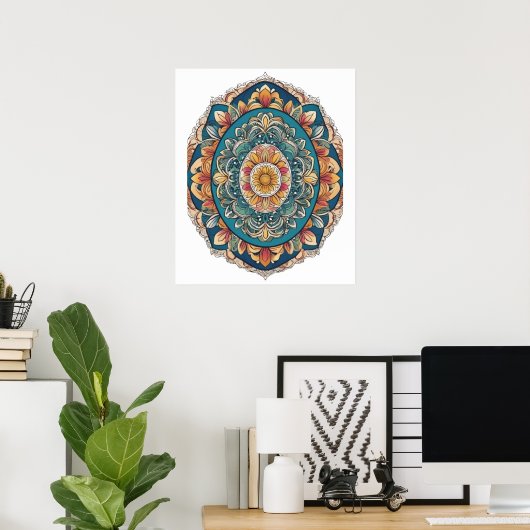 Mandala Egg - Intricate Boho Floral Design Poster (Heimbüro)