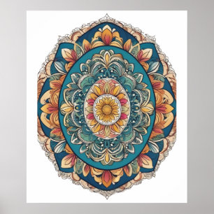 Mandala Egg - Intricate Boho Floral Design Poster