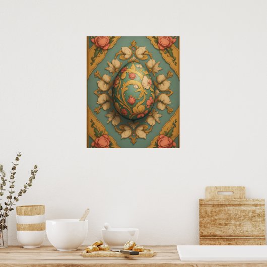 Mandala Egg - Intricate Boho Floral Design Poster (Küche)