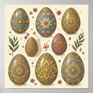 Mandala Egg - Intricate Boho Floral Design Poster