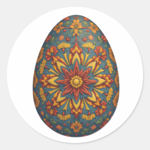 Mandala Egg - Intricate Boho Floral Design Runder Aufkleber