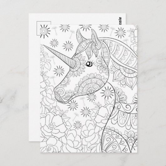 Mandala-Einhorn-Farbkarte 2 Postkarte (Vorne/Hinten)