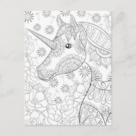 Mandala-Einhorn-Farbkarte 2 Postkarte