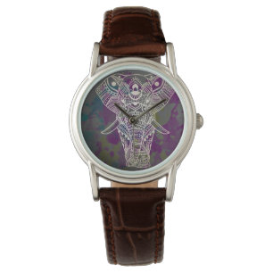 Mandala-Elefant Bohemisch Armbanduhr