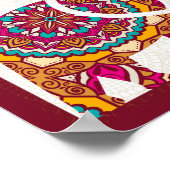 Mandala-Elefant indisches Hochzeit-Willkommensschi Poster (Ecke)