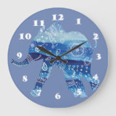 Mandala-Elefant-Kunst-runde (große) Wanduhr (Vorderseite)